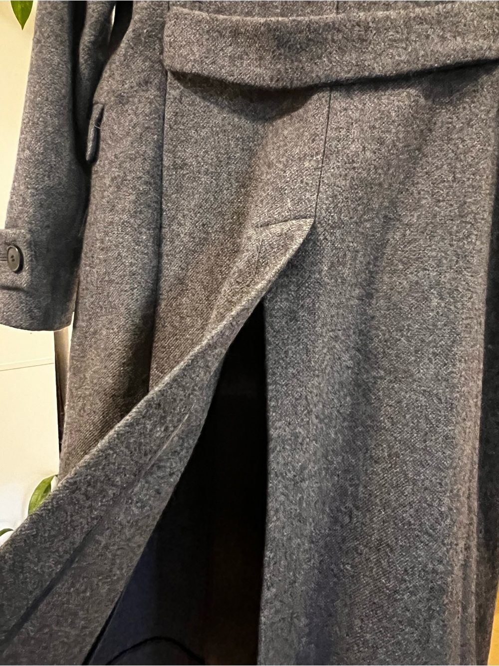 Theory Bolton Virgin Wool Double Breasted Long Coat Charcoal Large - Picture 12 of 12